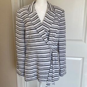 Jones wear lined suit jacket blazer Women’s 14 wrap side tie office career Work